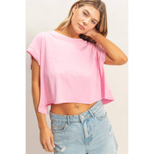 Load image into Gallery viewer, Boxy Crew Neck Top: PINK