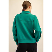 Load image into Gallery viewer, MODAL SCUBA PIPING QUARTER ZIP PULLOVER: Black/Cream