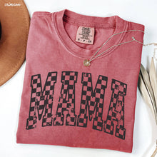 Load image into Gallery viewer, Mama Outline Checkered Tee: Espresso