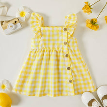 Load image into Gallery viewer, Single-Piece Baby Girl Plaid Dress: Pale Yellow