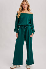 Load image into Gallery viewer, WIDE NECK OFF THE SHOULDER KNIT JUMPSUIT: IVORY