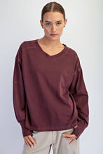 Load image into Gallery viewer, PIGMENT WASHED COTTON V-NECK TOP: Regency Green