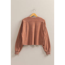 Load image into Gallery viewer, Blue Cropped Sweatshirt With Raw Hem