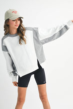 Load image into Gallery viewer, Colorblock Terry Pullover Sweatshirt: White Heather Gray / Contemporary