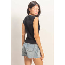 Load image into Gallery viewer, Eyelet Sleeveless Knit Top: CREAM