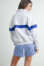 Load image into Gallery viewer, Two-Toned Half Zip Collar Sweatshirt: GREY / GREEN