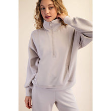 Load image into Gallery viewer, MODAL SCUBA PIPING QUARTER ZIP PULLOVER: Black/Cream
