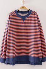 Load image into Gallery viewer, NT11927-Stripe Comfy Casual Oversized Knit Top: RED/CREAM / S-M-L/2-2-2