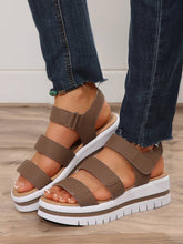 Load image into Gallery viewer, Hollow Out Buckle PU Leather Platform Sandals: Black