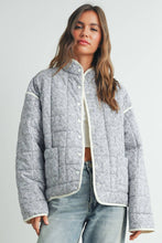 Load image into Gallery viewer, FLORAL QUILTED JACKET WITH LIGHTWEIGHT BOHO PRINT: LAVENDER / IVORY