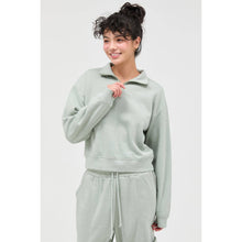 Load image into Gallery viewer, Half-Zip Burnout French Terry Pullover: BLUE