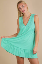 Load image into Gallery viewer, Trim Detail V-Neck Knit Mini Dress: DENIM