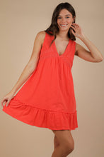 Load image into Gallery viewer, Trim Detail V-Neck Knit Mini Dress: DENIM