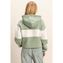 Load image into Gallery viewer, Colorblock Cropped Hoodie: WALNUT