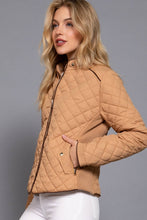Load image into Gallery viewer, Suede Piping Detail Rib Quilted Padding Jacket : TAUPE