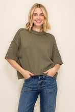Load image into Gallery viewer, Boxy Crew Neck Knit Top: Olive