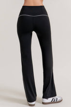 Load image into Gallery viewer, Waist Band Contrast Piping Detail Workout Pants: GRN-jade green/off white / S