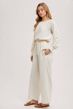 Load image into Gallery viewer, WIDE NECK OFF THE SHOULDER KNIT JUMPSUIT: IVORY