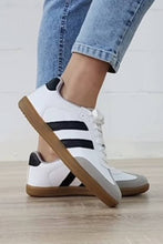 Load image into Gallery viewer, LDC Striped Lace-up Flat Sneakers: White