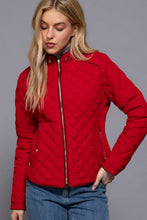 Load image into Gallery viewer, Suede Piping Detail Rib Quilted Padding Jacket : TAUPE