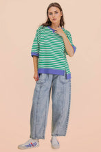 Load image into Gallery viewer, NT12481-Oversized Stripe Casual Knit Top: RED/CREAM / S-M-L/2-2-2