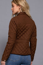Load image into Gallery viewer, Suede Piping Detail Rib Quilted Padding Jacket : TAUPE