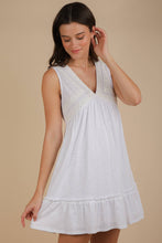 Load image into Gallery viewer, Trim Detail V-Neck Knit Mini Dress: DENIM