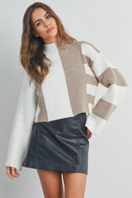 Load image into Gallery viewer, Color Block Mock Turtleneck Sweater: NAVY / IVORY