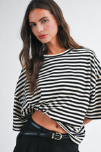 Load image into Gallery viewer, Oversized Stripe Boyfriend Tee: Tan / Contemporary