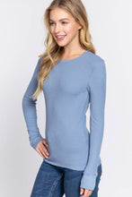 Load image into Gallery viewer, Long Sleeve Crew Neck Thermal Knit Top : HGY-h grey