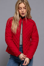 Load image into Gallery viewer, Suede Piping Detail Rib Quilted Padding Jacket : TAUPE