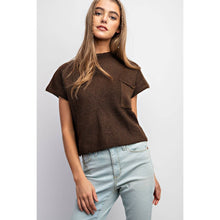 Load image into Gallery viewer, DROP SHOULDER RIB-KNIT SWEATER TOP : Brown