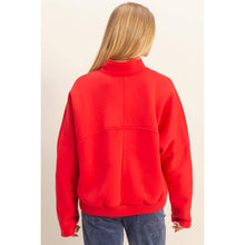 Load image into Gallery viewer, Comfy Half Zip Fleece Sweatshirt: TOMATO