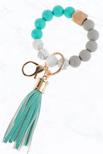 Load image into Gallery viewer, Color Silicone Beaded Key Ring Keychain: Nude Grey