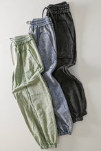 Load image into Gallery viewer, NP71148-Vintage Wash Cargo Jogger Pants: SAGE / S-M-L/2-2-2