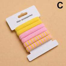 Load image into Gallery viewer, Striped Terry Hair Ties 6-Pc Set | Pink/Blue/Tan