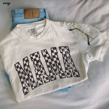 Load image into Gallery viewer, Mama Outline Checkered Tee: Espresso