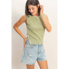 Load image into Gallery viewer, Eyelet Sleeveless Knit Top: CREAM