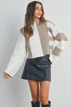 Load image into Gallery viewer, Color Block Mock Turtleneck Sweater: NAVY / IVORY