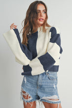 Load image into Gallery viewer, Color Block Mock Turtleneck Sweater: NAVY / IVORY