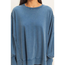 Load image into Gallery viewer, Oversized Seam Detail Long Sleeve Top: BLUE