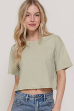 Load image into Gallery viewer, Short Sleeve Crew Neck Oversize Crop Cotton Knit Tee: RED-red / L