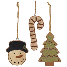 Load image into Gallery viewer, 3/Set, Wooden Christmas Cookie Ornaments