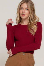 Load image into Gallery viewer, Long Sleeve Crew Neck Viscose Rib Sweater: GRN-hunter green
