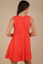 Load image into Gallery viewer, Trim Detail V-Neck Knit Mini Dress: CORAL