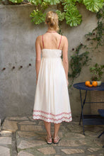 Load image into Gallery viewer, FLORAL EMBROIDERY SCALLOPED MIDI DRESS: RED