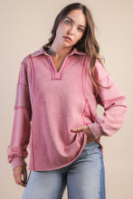 Load image into Gallery viewer, Mineral Washed Oversized French Terry Knit Top: MOCHA