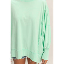 Load image into Gallery viewer, Oversized Seam Detail Long Sleeve Top: BLUE