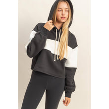 Load image into Gallery viewer, Colorblock Cropped Hoodie: WALNUT