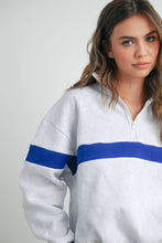 Load image into Gallery viewer, Two-Toned Half Zip Collar Sweatshirt: GREY / GREEN
